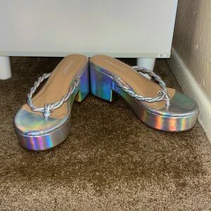 Silver holographic shoes